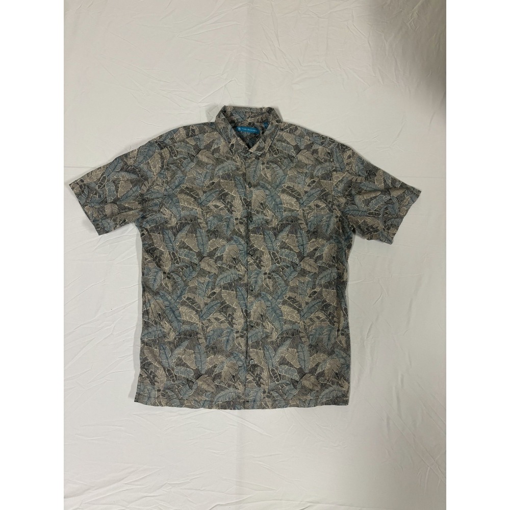 Tori Richard Hawaiian Shirt Men's Large Green Leaf Print Short Sleeve Tropical
